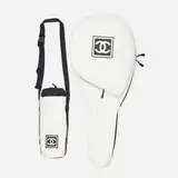 Chanel, tennis racket cover and water bottle holder, 2006, acrylic, nylon, rubber, plastic