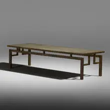 Philip and Kelvin Laverne, Etruscan coffee table, c. 1965, acid-etched and patinated brass over pewter and wood