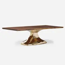Bret Cavanaugh, Bronze Lug dining table, 2016, American black walnut, polished cast bronze