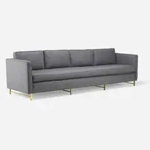 Paul McCobb, sofa, c. 1958, upholstery, brass