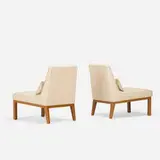 Edward Wormley, lounge chairs model 5000A, pair, 1950, upholstery, immersion printed wood