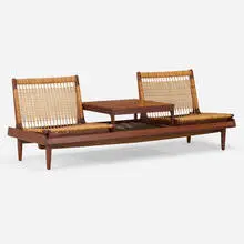 Hans Olsen, sofa, model 161, c. 1963, teak, cane