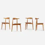 Hans J. Wegner, Heart dining chairs, four, 1952, oak, teak plywood, vinyl