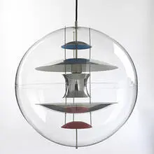 VP Globe lamp by Verner Panton, 1969, acrylic, enameled metal, steel, sold Oct 2006