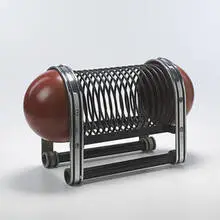 James Waring Carpenter, magazine rack, c. 1935, chrome-plated and enameled steel, enameled steel coil