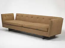 sofa by Edward Wormley, c. 1950, upholstery, walnut, sold Oct 2006