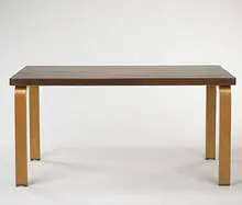 Alvar Aalto, dining table, c. 1934, walnut, birch, brass