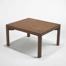 Edward Wormley, side table, c. 1967, walnut, Natzler ceramic tiles