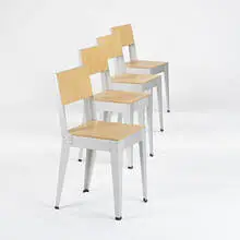 chairs, set of four by Piet Hein Eek, c. 1999, aluminum, birch plywood, sold Oct 2006