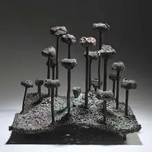 untitled (Welded Form) by Harry Bertoia, 1966, phosphorus bronze with applied patina, sold Oct 2006