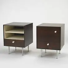 Thin Edge nightstands, pair by George Nelson & Associates, c. 1955, rosewood, aluminum, resin, sold Oct 2006