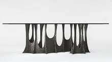Paul Evans, Stalagmite dining table, 1972, bronzed resin over steel, glass