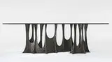 Stalagmite dining table by Paul Evans, 1972, bronzed resin over steel, glass, sold Oct 2006