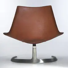 Stanton Macdonald-Wright, Scimitar lounge chair, 1962, stainless steel, leather