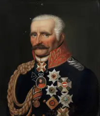 Eduard, Portrait of Field Marshal Gebhard Leberecht von Blücher, bust-length in the uniform of a Prussian general, oil on copper
