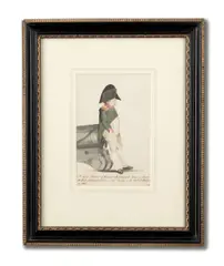 Denzil Ibbetson, Study of Napoleon Bonaparte leaning against a gun on board HMS Northumberland en route to St Helena, pen, brown ink and watercolour on Whatman paper