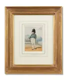 Edward Purcell, Portrait of Napoleon, standing full-length, Saint Helena beyond, watercolour, heightened with white, over traces of graphite
