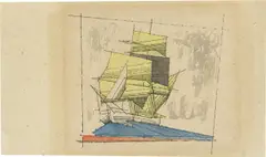 Lyonel Feininger, Segelschiff, 1942, Tuschfeder und Aquarell auf Bütten