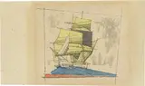 Lyonel Feininger, Segelschiff, 1942, Tuschfeder und Aquarell auf Bütten