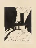 Karl Schmidt-Rottluff, Villa mit Turm, 1911, Holzschnitt auf Velin