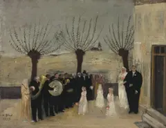 Albert Ebert, Silberhochzeit I, 1955, Öl auf Holz