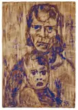 Mutter mit Kind by Christian Rohlfs, 1928, Wassertempera auf genarbtem Fabriano-Velin, sold Dec 2007