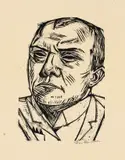 Max Beckmann, Selbstbildnis, 1922, Holzschnitt auf dünnem, cremefarbenem Japanbütten