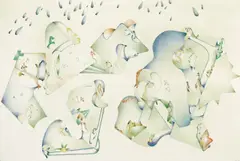 Jan Voss, Ohne Titel, 1973, Öl und Bleistift auf Leinwand