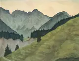 Christian Schad, Berglandschaft mit Tannen