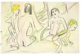 Zwei weibliche Akte und zwei Kinder by Ernst Ludwig Kirchner, 1925, Farbkreide auf Papier, sold Jun 2009