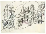 Sertigtal by Ernst Ludwig Kirchner, Schwarze und farbige Kreide auf Papier, sold Jun 2009