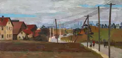 Bernhard Kretzschmar, Goppelner Straße mit Blick auf Dresden. 1920er-Jahre, Öl auf Holz
