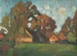 Otto Modersohn, Herbst in Fischerhude / Frühling in der Surheide, Um 1925, Öl auf Leinwand (beidseitig)