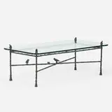 Diego Giacometti, coffee table, patinated bronze, glass