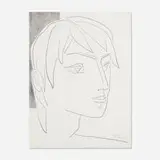 Françoise Gilot, Untitled (young man with tousled hair), c. 1997, graphite on on paper