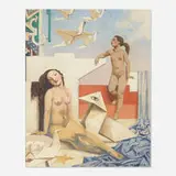 Raphael Delorme, Untitled (two nudes), oil on Masonite