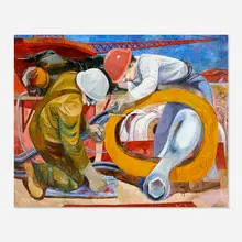 Anton Refregier, Welders-Grand Coulee Dam, oil on canvas