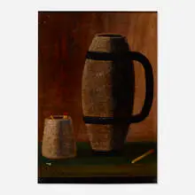 John F. Peto, Still Life with Mug and Matches, oil on artist's board