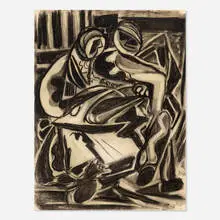 Joseph Meierhans, Untitled (figures), 1954, charcoal on paper