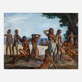 Walter Emerson Baum, Nudes on the Beach, 1948, oil on canvas laid to board