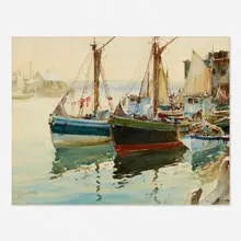 James Sessions, Morning, Gloucester Harbour, watercolor on paper