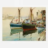 James Sessions, Morning, Gloucester Harbour, watercolor on paper