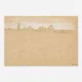 Charles Sprague Pearce, Untitled (hay ricks), pastel and graphite on paper