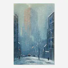 Leon Louis Dolice, New York City in Winter, pastel on paper