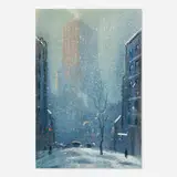 Leon Louis Dolice, New York City in Winter, pastel on paper