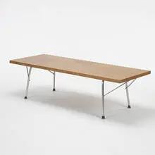 coffee table by George Nelson & Associates, c. 1950, walnut, chrome-plated steel, sold Oct 2006