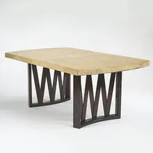 Paul Frankl, dining table, c. 1950, lacquered cork, mahogany