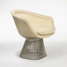 lounge chair by Warren Platner, 1966, upholstery, chrome-plated steel, sold Oct 2006