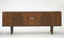 sideboard by Hans J. Wegner, c. 1960, rosewood, aluminum, sold Oct 2006