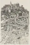 Albert Lorenz, Crazy Traffic, circa 1991, pen and ink on illustration board